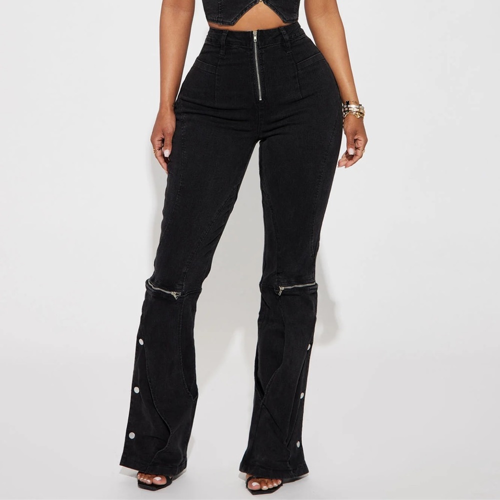 FN Paloma Stretch Wide Leg Jeans - Black
